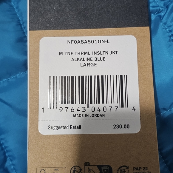 The North Face Thermoball Insulated Jacket Alkaline Blue NWT Men L, XL, Or 2XL - Picture 3 of 5